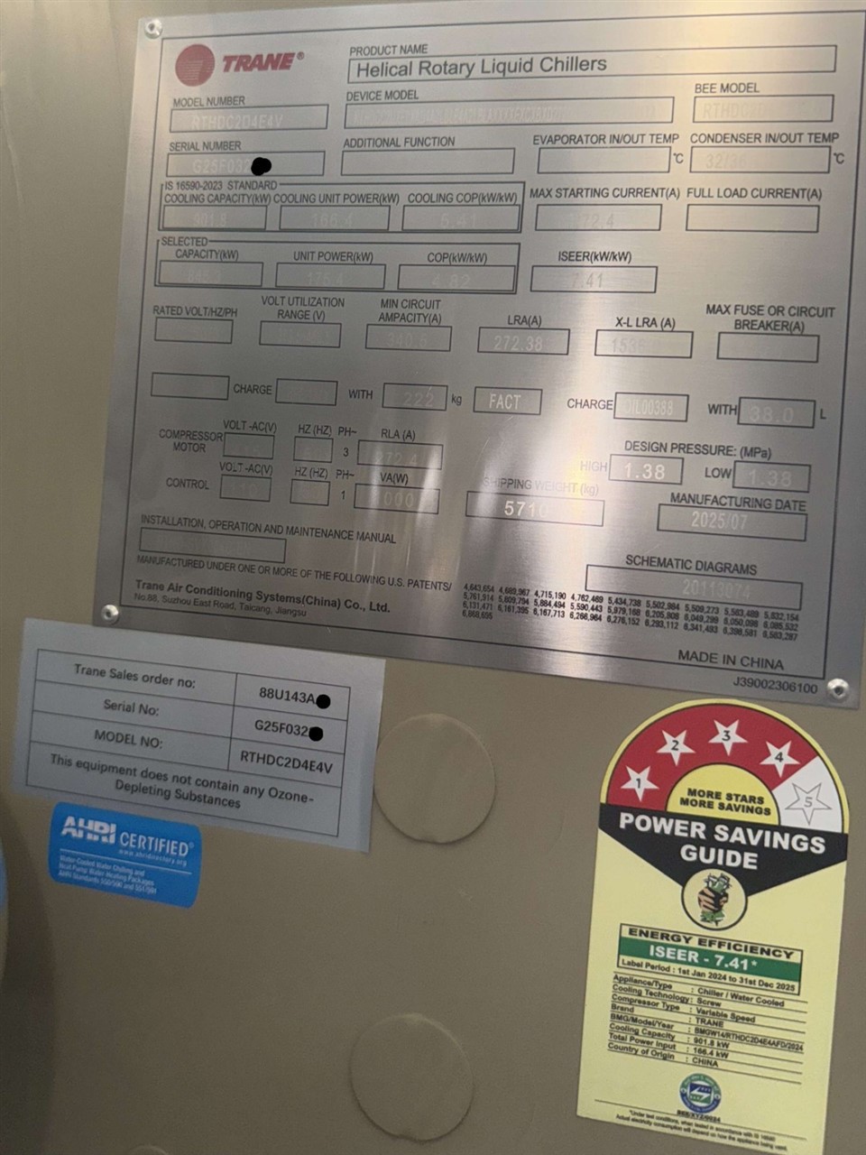 TRANE 250 TR wassergekühlte Kältemaschinen RTHDC2D4E4 VFD CHVAC 2025/07