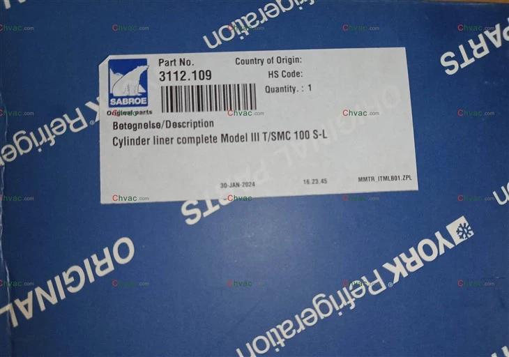 York Teil 3112.109 Zylinderlaufbuchse Neu 2025 CHVAC